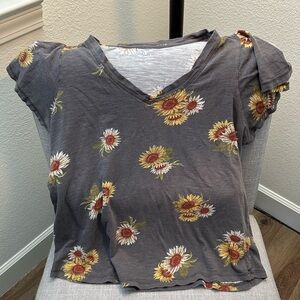 Maurices 24/7 Gray flutter sleeve T-Shirt